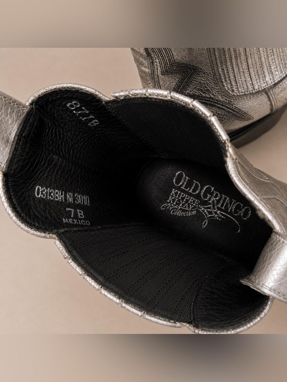 Old Gringo Kippee Collection Metallic Silver Western Ankle Boots 7B Made in MX - Picture 5 of 5